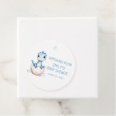 Blue Dinosaur Waterverf Hatching Soon Baby shower Bedankjes Labels (In situ)