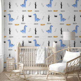 Blue Dinosaur with a Modern Twist Behang