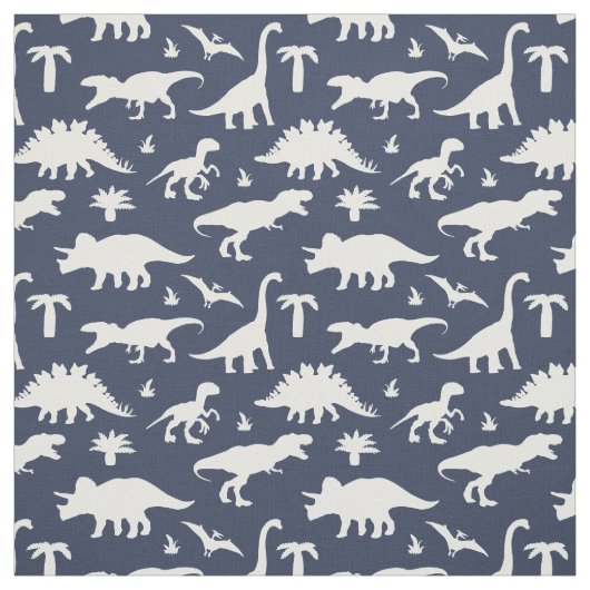 Blue Dinosaurs Jurassic Dinos Pattern Stof (Swatch)