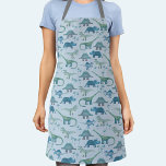 Blue Dinosaurs Pattern Apron Schort<br><div class="desc">Veel blauwe dinosaurussen,  Tyrannosaurus rex,  Spinosaurus,  Stegosaurus,  Diplodocus en Triceratops. Ideaal voor zowel carnivoren als herbivoren.</div>