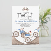 Blue Dirt Bike 2nd birthday - Growing up two fast Kaart (Staand voorkant)