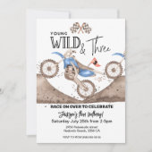Blue Dirt Bike 3e verjaardag Jong WILD en DRIE Kaart (Voorkant)