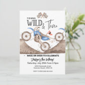 Blue Dirt Bike 3e verjaardag Jong WILD en DRIE Kaart (Staand voorkant)