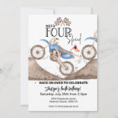 Blue Dirt Bike 4th birthday Need FOUR Speed Kaart (Voorkant)