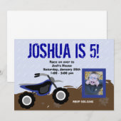 Blue Dirt Bike Birthday Uitnodiging (Voorkant / Achterkant)