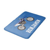 Blue Dirt Bike Name Bath Mat (Gekanteld)