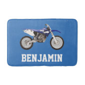 Blue Dirt Bike Name Bath Mat (Voorkant)