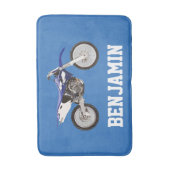 Blue Dirt Bike Name Bath Mat (Voorkant Verticaal)
