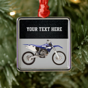  Blue Dirt Bike Sports Boy KerstBoy  Metalen Ornament