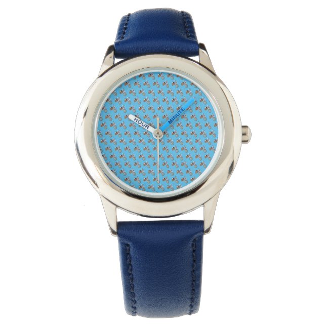 Blue Dirt Motor Bikes Horloge (Voorkant)
