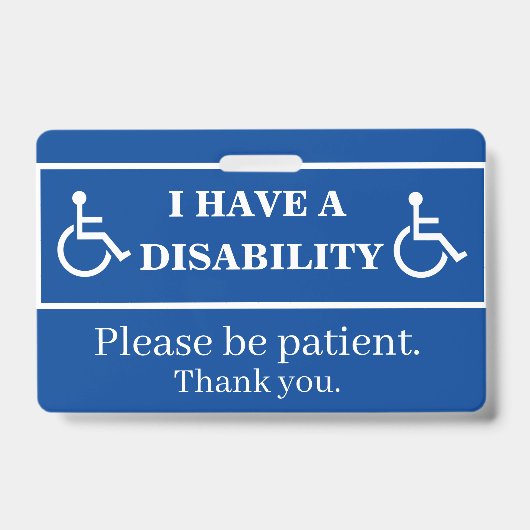 Blue Disability Badge (Voorzijde)