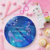 Blue Disco Ball and Heels 65th Birthday Papieren Bordje (Feest)