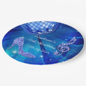 Blue Disco Ball and Heels 70th Birthday Papieren Bordje (Gekanteld)