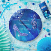 Blue Disco Ball and Heels Retirement Papieren Bordje (Feest)