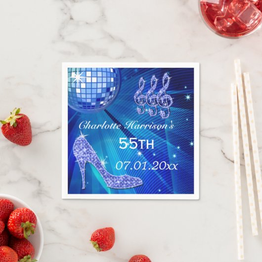 Blue Disco Ball en Sparkle Heels 55e Servet (Insitu)
