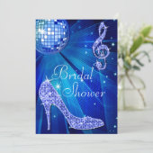 Blue Disco Ball en Sparkle Heels Vrijgezellenfeest Kaart (Staand voorkant)