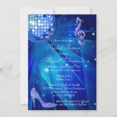 Blue Disco Ball en Sparkle Heels Vrijgezellenfeest Kaart (Achterkant)