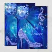 Blue Disco Ball en Sparkle Heels Vrijgezellenfeest Kaart (Voorkant / Achterkant)