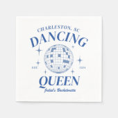 Blue Disco Ball Retro Bachelorette Party Servet (Voorkant)