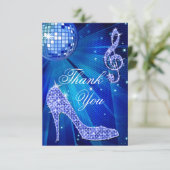 Blue Disco Ball Sparkle Heels Dank je Bedankkaart (Staand voorkant)