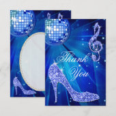 Blue Disco Ball Sparkle Heels Dank je Bedankkaart (Voorkant / Achterkant)
