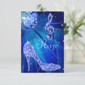Blue Disco Ball Sparkle Heels RSVP Kaartje (Staand voorkant)