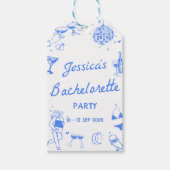 Blue Disco Cocktail Bachelorette Party Cadeaulabel (Voorkant)