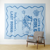 Blue Disco Cowgirl Rodeo Bachelorette Weekend Wandkleed (In Situ (horizontaal))