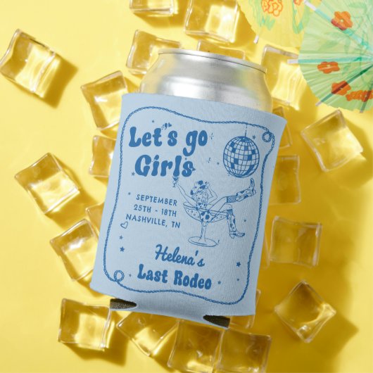 Blue Disco Rodeo Cowgirl Bachelorette Weekend Blikjeskoeler (Insitu Zomer)