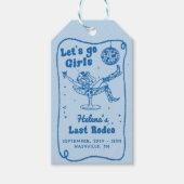 Blue Disco Rodeo Cowgirl Bachelorette Weekend Cadeaulabel (Voorkant)