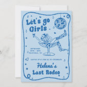 Blue Disco Rodeo Cowgirl Bachelorette Weekend Kaart (Voorkant)