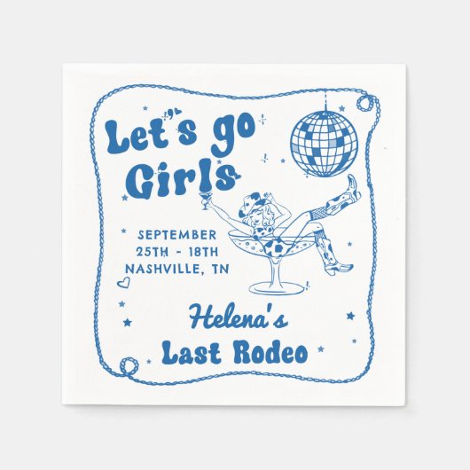 Blue Disco Rodeo Cowgirl Bachelorette Weekend Servet (Voorkant)