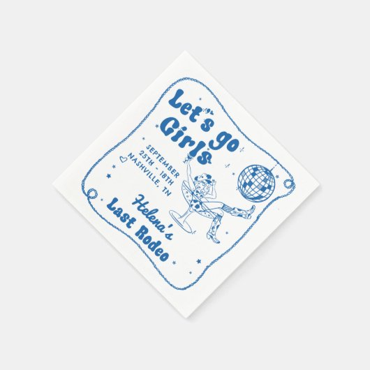 Blue Disco Rodeo Cowgirl Bachelorette Weekend Servet (Hoek)