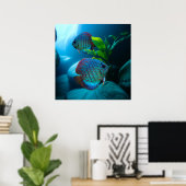 Blue Discus Fish Aquarium Fish Tank Art Poster (Thuiskantoor)