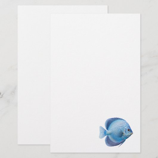 Blue Discus Fish Aquarium Vis Briefpapier (Voorkant / Achterkant)