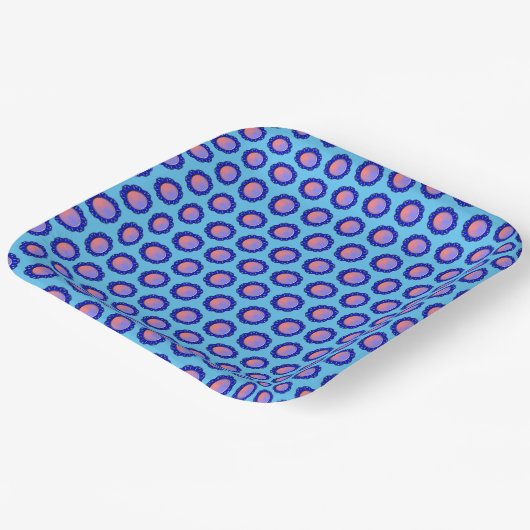 Blue Disk Ribbon van Kenneth Yoncich Papieren Bordje (Gebogen)