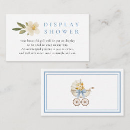 Blue Display Shower Card Vintage Pram Baby Shower Informatiekaartje