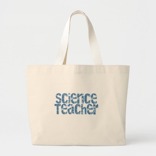 Blue Distress Text Science Teacher Grote Tote Bag (Voorkant)