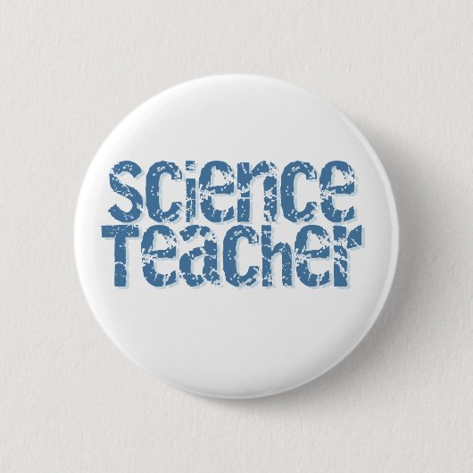 Blue Distress Text Science Teacher Ronde Button 5,7 Cm (Voorkant)