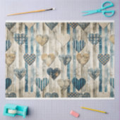 Blue Distressed Heart Decoupage Tissuepapier (Craft)