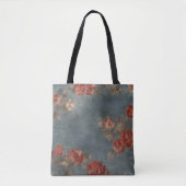 Blue Distressed Print met oude Rozen Tote Bag (Voorkant)