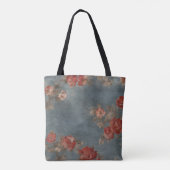 Blue Distressed Print met oude Rozen Tote Bag (Achterkant)