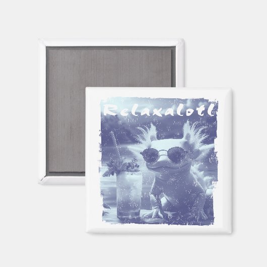 Blue Distressed Relaxalotl Axolotl Magneet (Voorkant / Achterkant)
