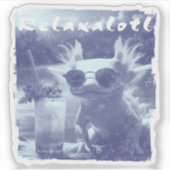 Blue Distressed Relaxalotl Axolotl Sticker (Voorkant)