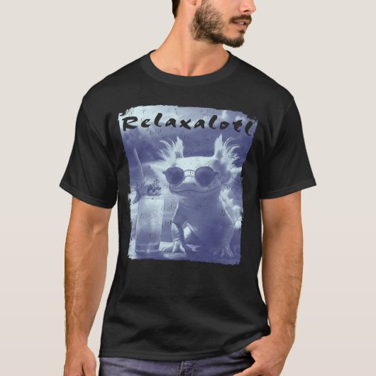 Blue Distressed Relaxalotl Axolotl T-shirt (Voorkant)