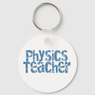 Blue Distsed Text Physics Teacher Sleutelhanger