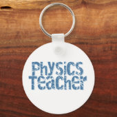 Blue Distsed Text Physics Teacher Sleutelhanger (Voorkant)