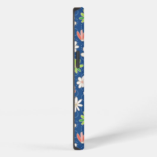 Blue Ditsy Floral Monogram iPhone Hoesje (Rechterkant)