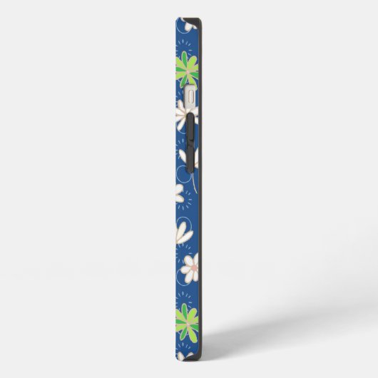 Blue Ditsy Floral Monogram iPhone Hoesje (Linkerkant)