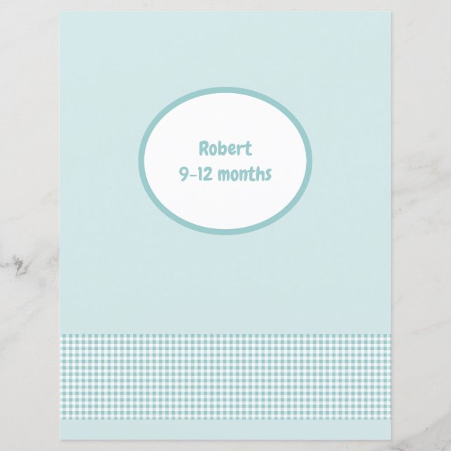 Blue Divider Page Gingham Baby Photo Album Insert (Voorkant)